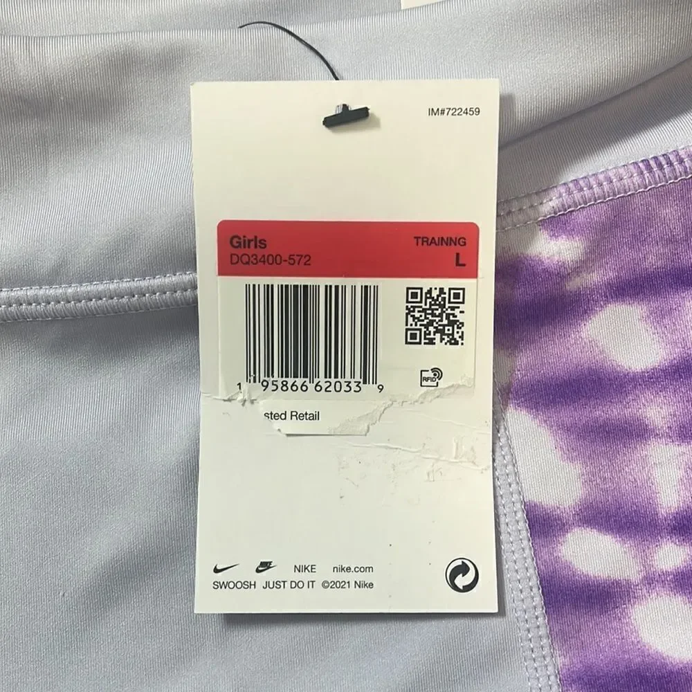 NWT Girls NIKE Dri Fit Tight Fit Training Shorts Size Large